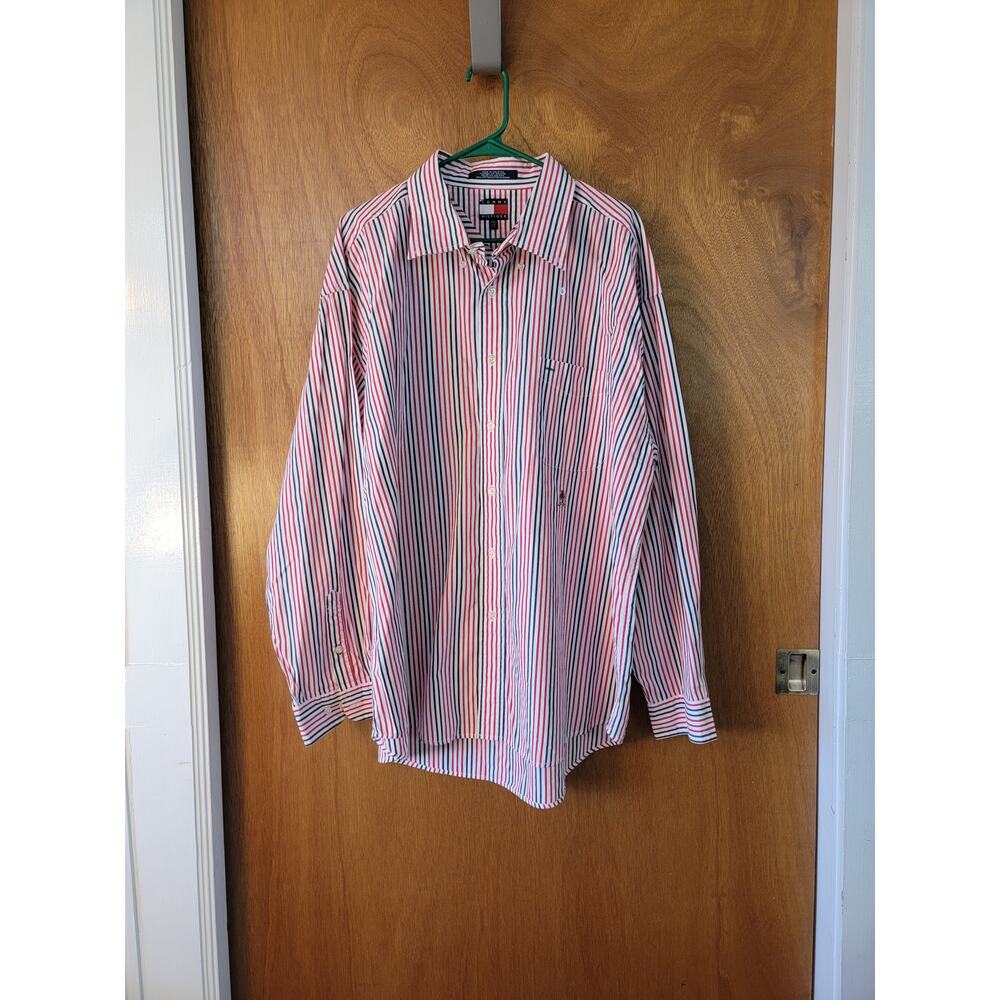 Vintage Tommy Hilfiger Stripe Button Up Shirt - Sz: XXL